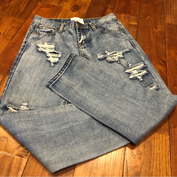 One Teaspoon Awesome Baggies Straight distressed  Denim Jeans Blue Size 24 - Picture 10 of 14